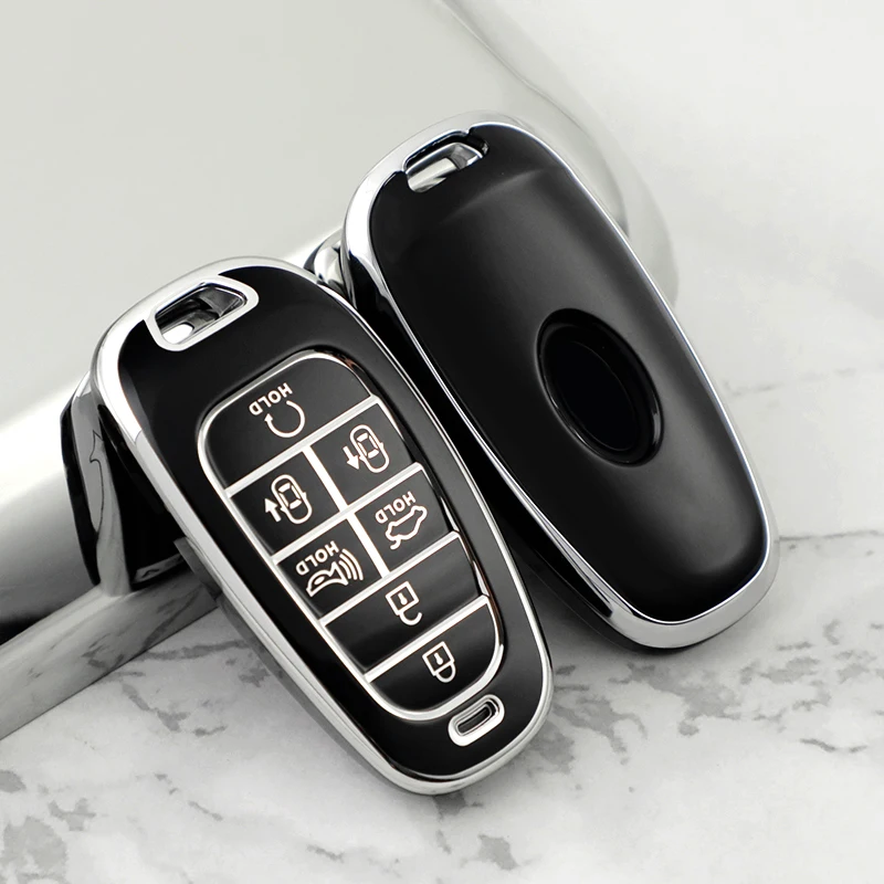 TPU Car Key Cover Auto Shell Fob Case Keychain for Hyundai Santa Fe Tucson NEXO NX4 Atos Solaris Prime Key Case Cover