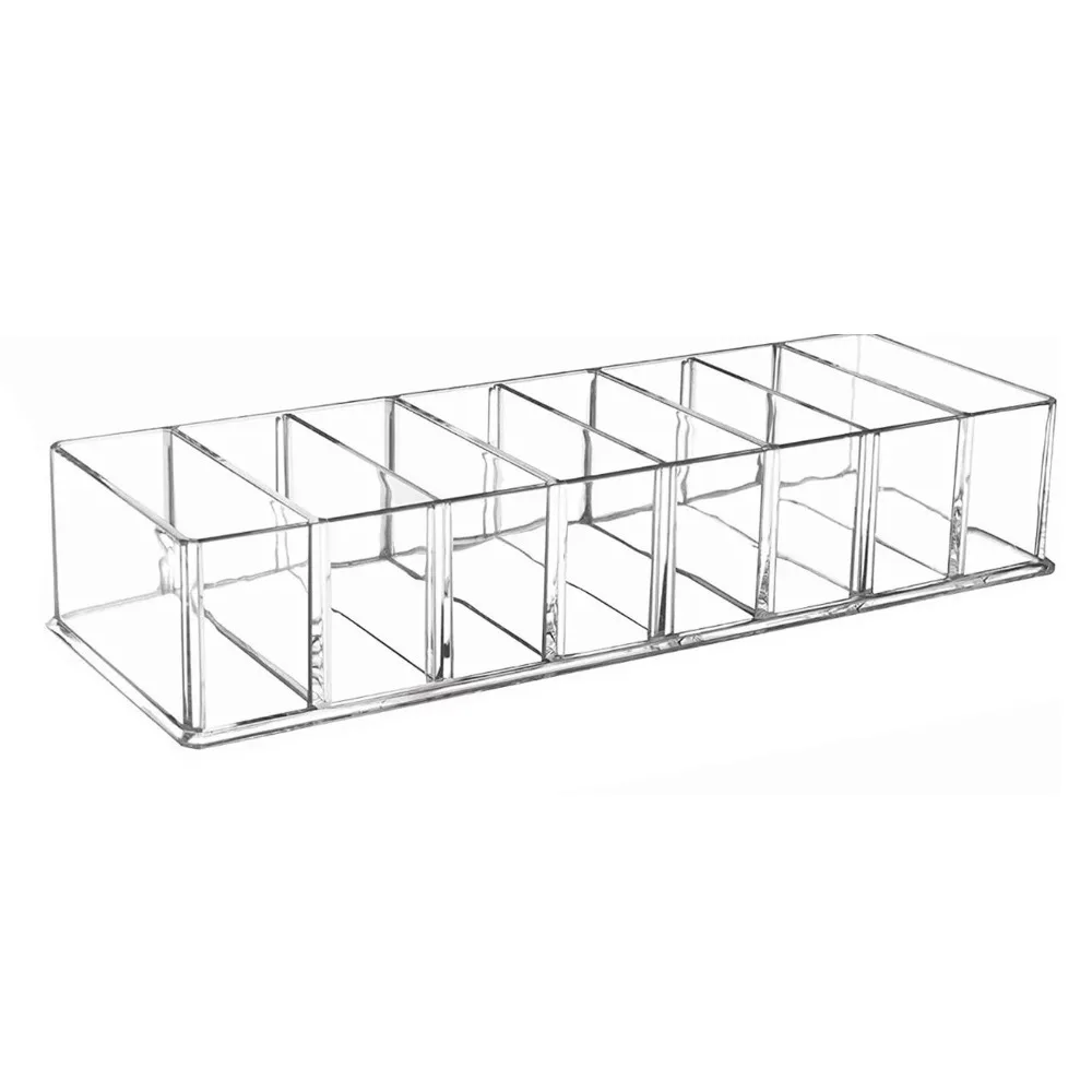 Clear Multi-Functional Makeup Organizer with 8 Compartments - Versatile Cosmetic Display Holder