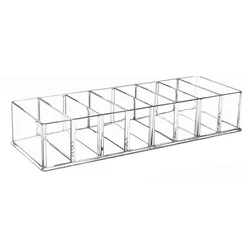 Clear Multi - Functional Makeup Organizer with 8 Compartments - Versatile Cosmetic Display Holder (A)
