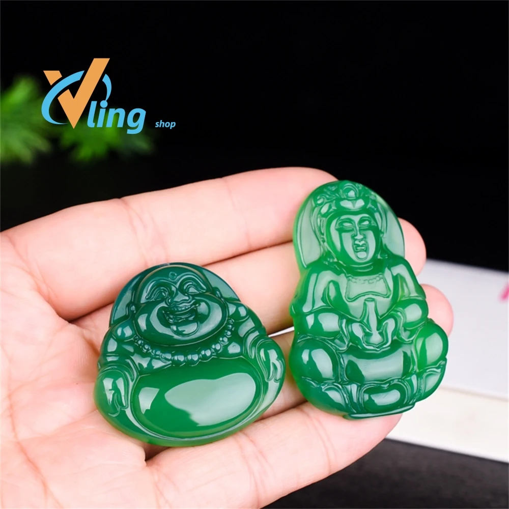 2022Natural green jade pendant necklace jade Hand-Carved women men Buddha and Goddess of Mercy necklaces pendants jade jewelry