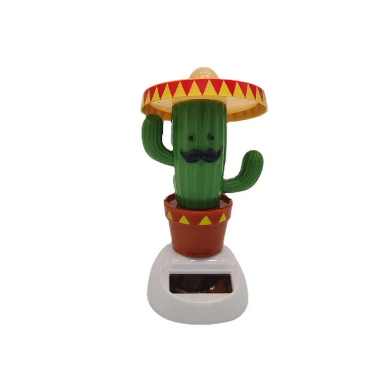 Creative Cute Solar Cactus Swing Dancing Toys Cartoon Flip Flap Toy Shaking Moving Home Car Desk Decor Ornament Gift 1pcs