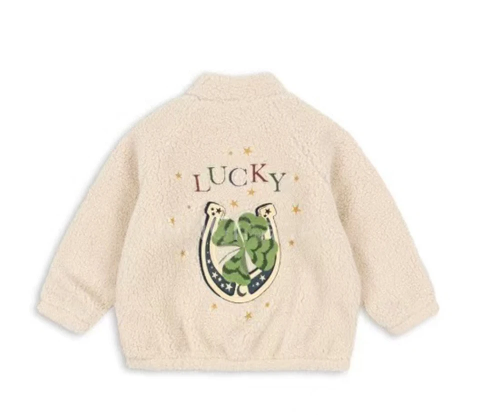2025 Winter KS Children Cotton Lamb Wool Warm Outerwear Clothes Girls Print Coats Baby Boys Plus Fleece Jackets Kids Clothing