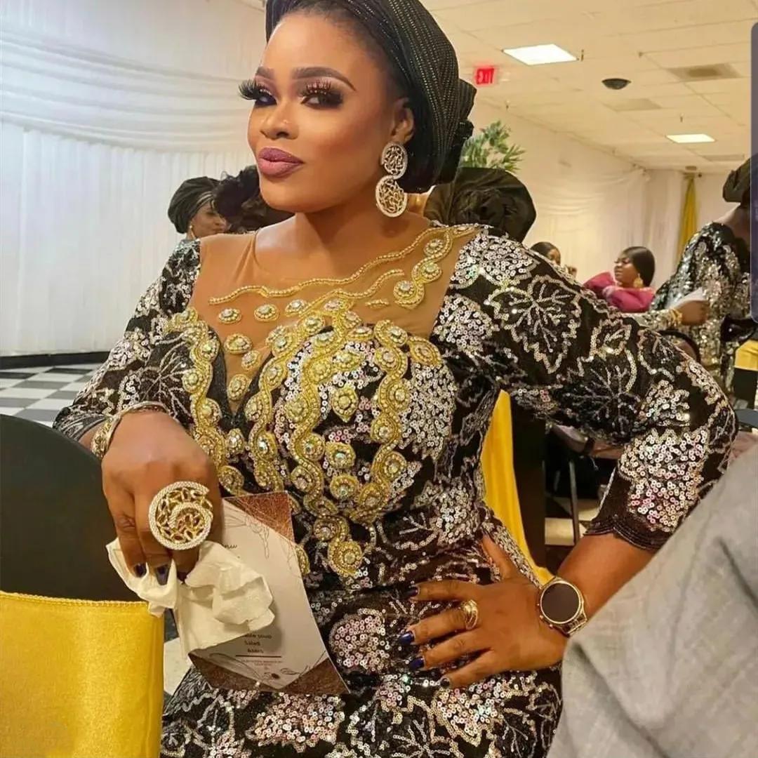 

African Lace Fabric Embroidery 2022High Quality Sequins Glamorous Buoyant Queens With Unique Styles For DIY Wedding Party Dress