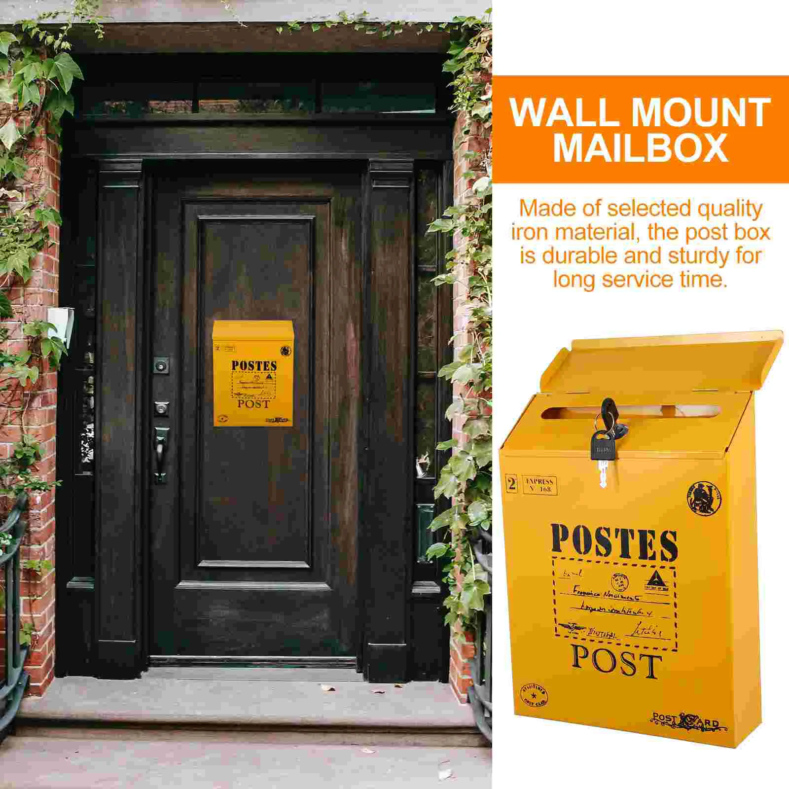 1 Pc Vintage Lockable Wall-mounted Mailbox wall mounted mailbox,locking mailbox