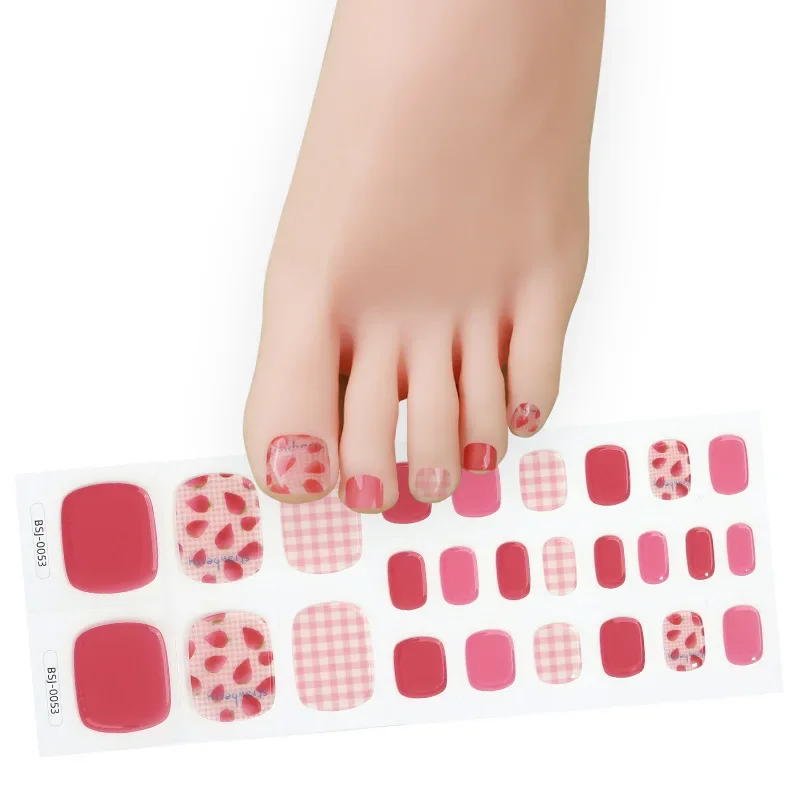 Popular UV Semi Cured Gel Toenails Stickers Foot Strips Waterproof Polish Wraps Summer Adhesive Full Manicure Decor