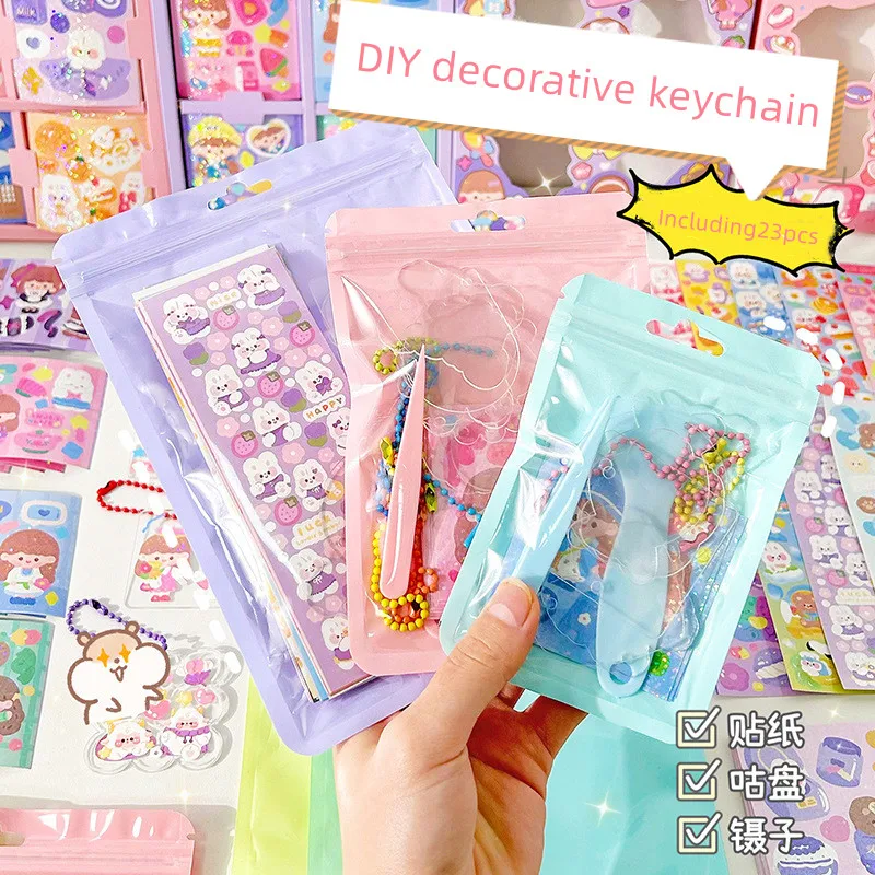 5pc/bag Creative DIY Keychain Lovely Cartoon Handmade Keychain Tweezers  Shovel Scrapbook Tools Kawaii Stationery Student Supply - AliExpress