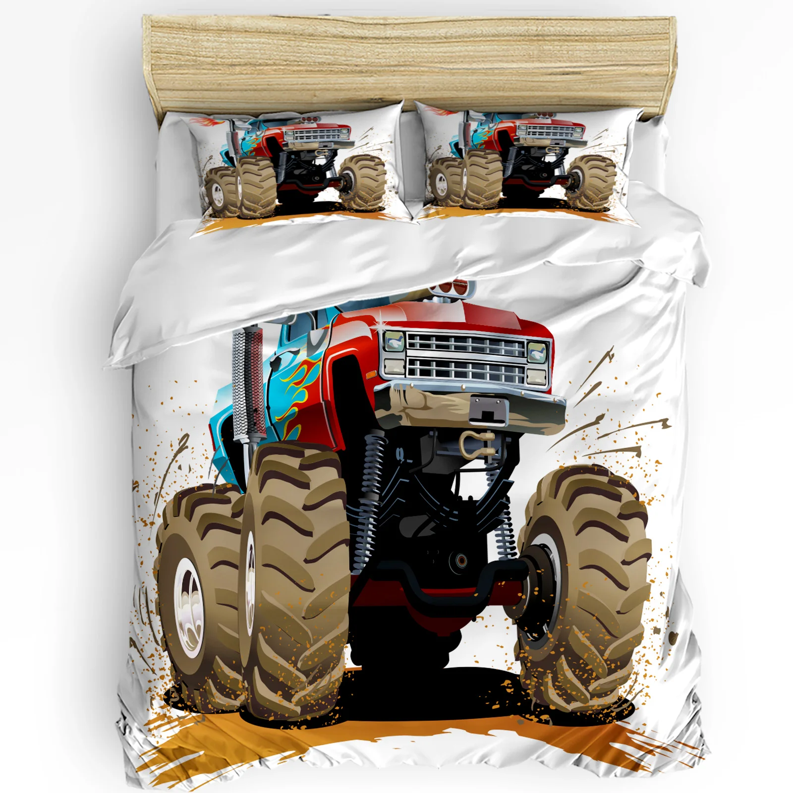 

Cartoon Animation Truck 3pcs Duvet Cover Set with Pillow Case Double Comforter Bedding Set Quilt Cover Couple Bed