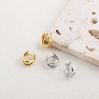Criss-cross Gold Silver Colors Tiny HuggieHoop Earrings for Women Mini Small Ear Buckle Cartilage Piercing Earrings Punk Jewelry 2
