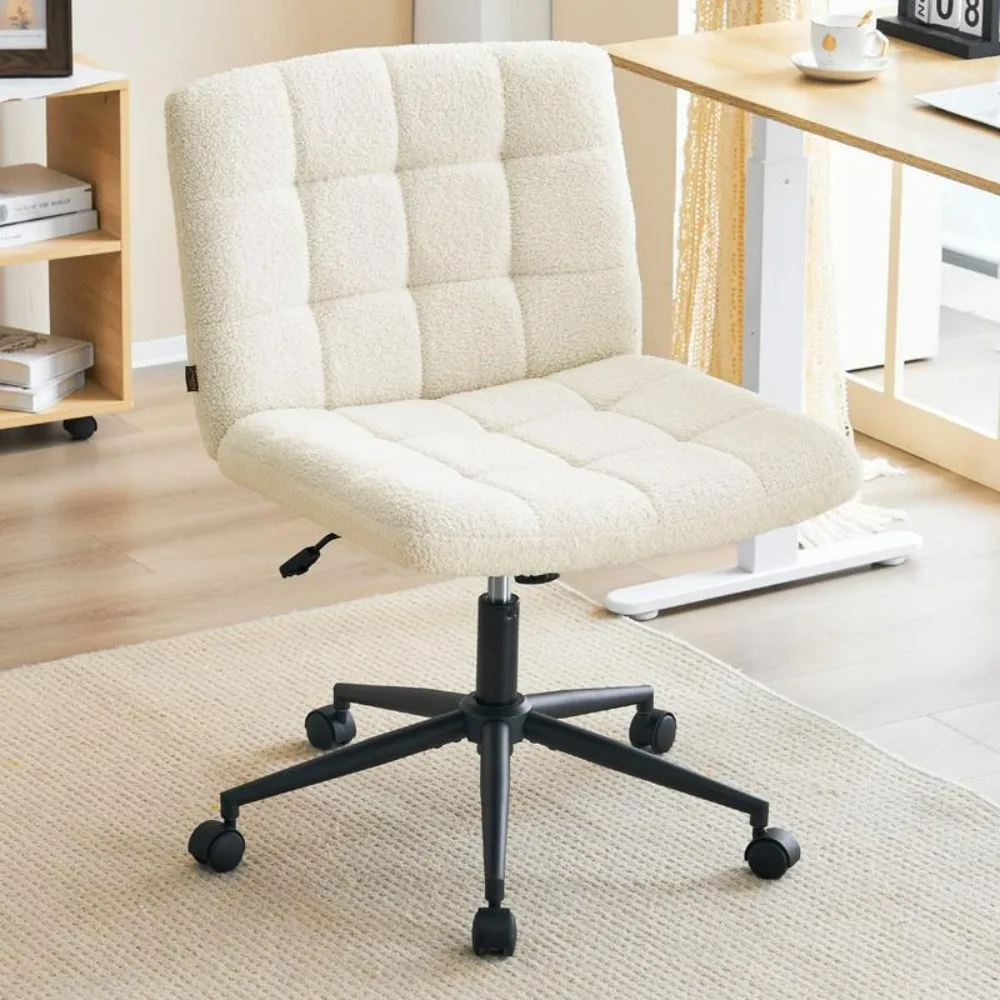 

Chair with Wheels, Wide Armless Mid Back Desk Chair for Home Office, Height A djustable Wide Seat Home Office Chairs