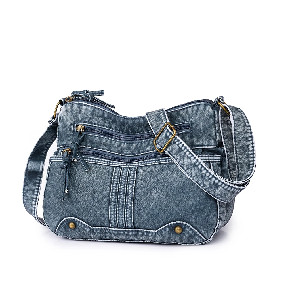 Women Soft Handbag Large Capacity Casual Satchel Bag Adjustable Strap Zipper Vintage Multi-Pockets Retro Sling Bag
