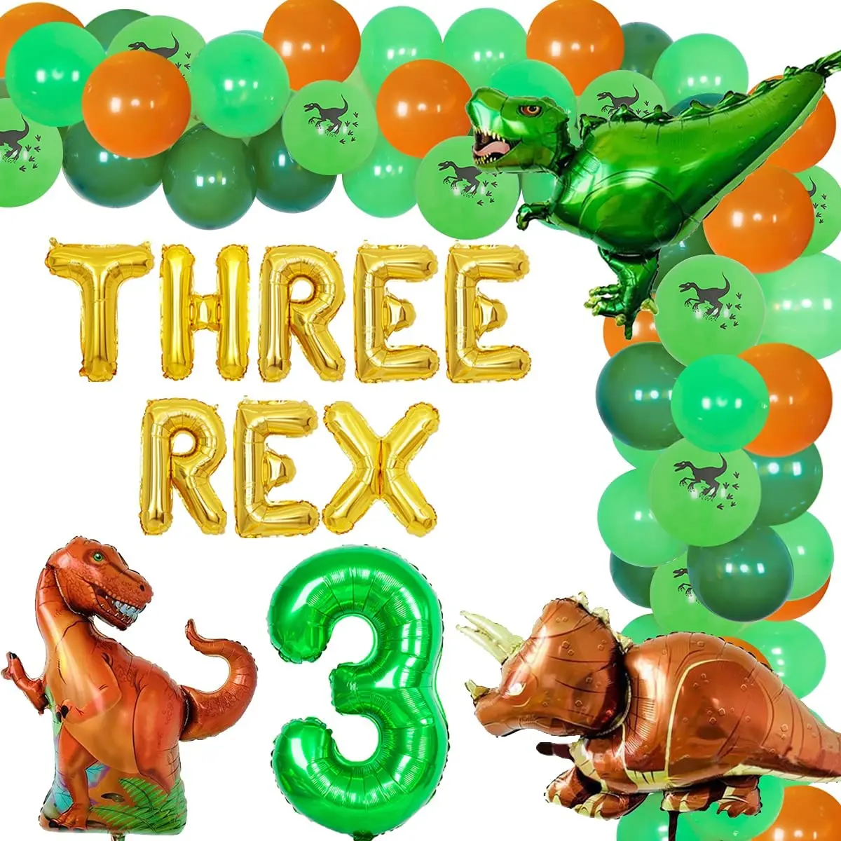 

Dinosaur Birthday Party Decorations for Boy, 3 Rex Balloon, Garland Arch Kit for Kids, 3 Years Old, Party Supplies