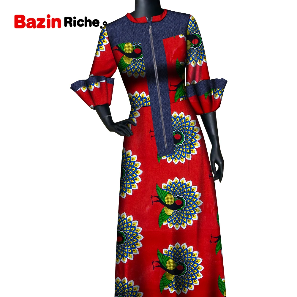 African Clothing Styles Women Lady Wear Round Necklace Front Zipper Ankara  Print Long Gown Wy9102 - Africa Clothing - AliExpress