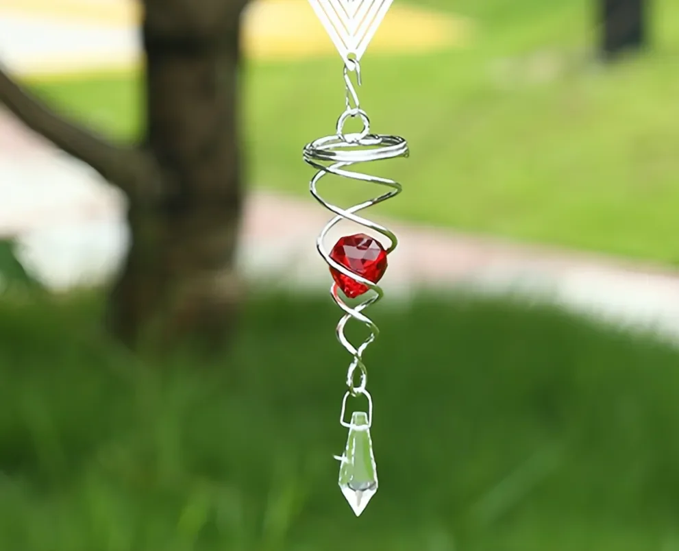 Garden Decration Wind Spinner Spiral Tail Twister Metal Decration Crystal Windmill Metal Tail Twister Spiral Outdoor Gazing Ball