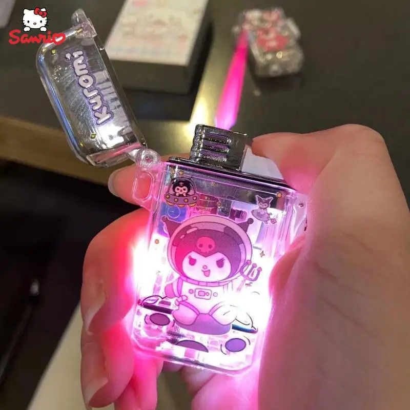 Melody Kuromi Lighter Pink Flame Creativity Strobe Light Igniter Kawaii Hello Kitty Lighter Cinnamoroll Lighters Fast Delivery