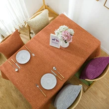 

Cotton Tablecloths, Waterproof Table Covers Pure Color Simple Style Orange Red Dining Table Coffee Table Deco