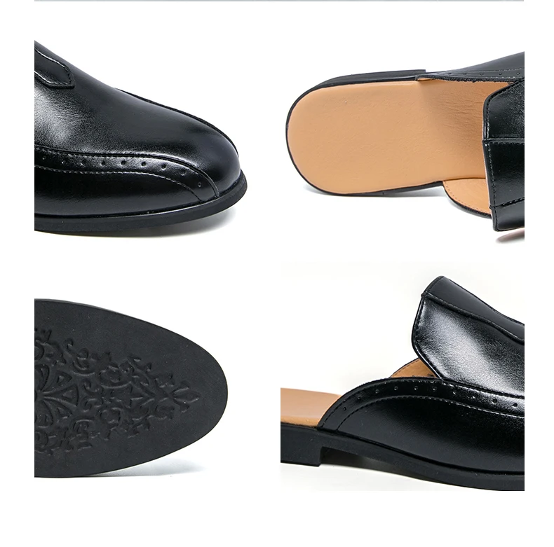 Luxus Marke Maultiere Italienische Sommer Sandalen Müßiggänger Halbe Schuhe Leder Loafer männer Schuhe Designer Männlichen Rutschen Hausschuhe für Männer – Detail 19