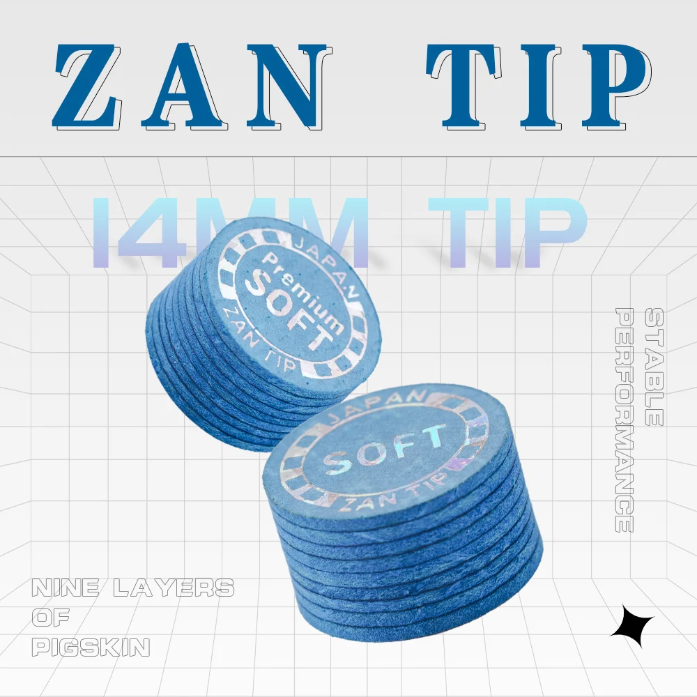 Zan Tip Premium 14mm Pool Cue Tips Super Zan Tip Standard