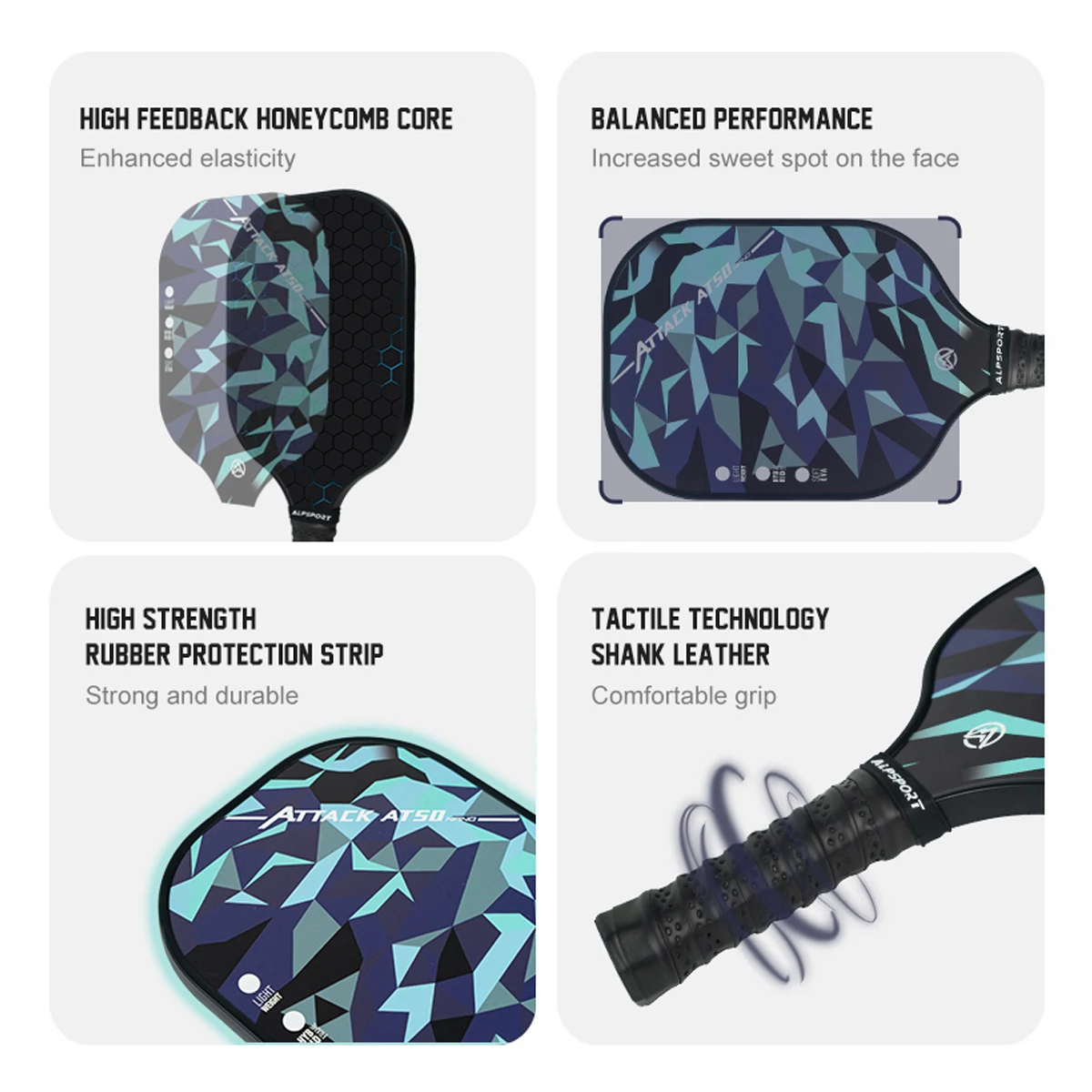 ALPSPORT ICE Double-sided T700 carbon fiber USAPA certified Pickleball Paddle Black one-piece racket Beginner kit With free ball
