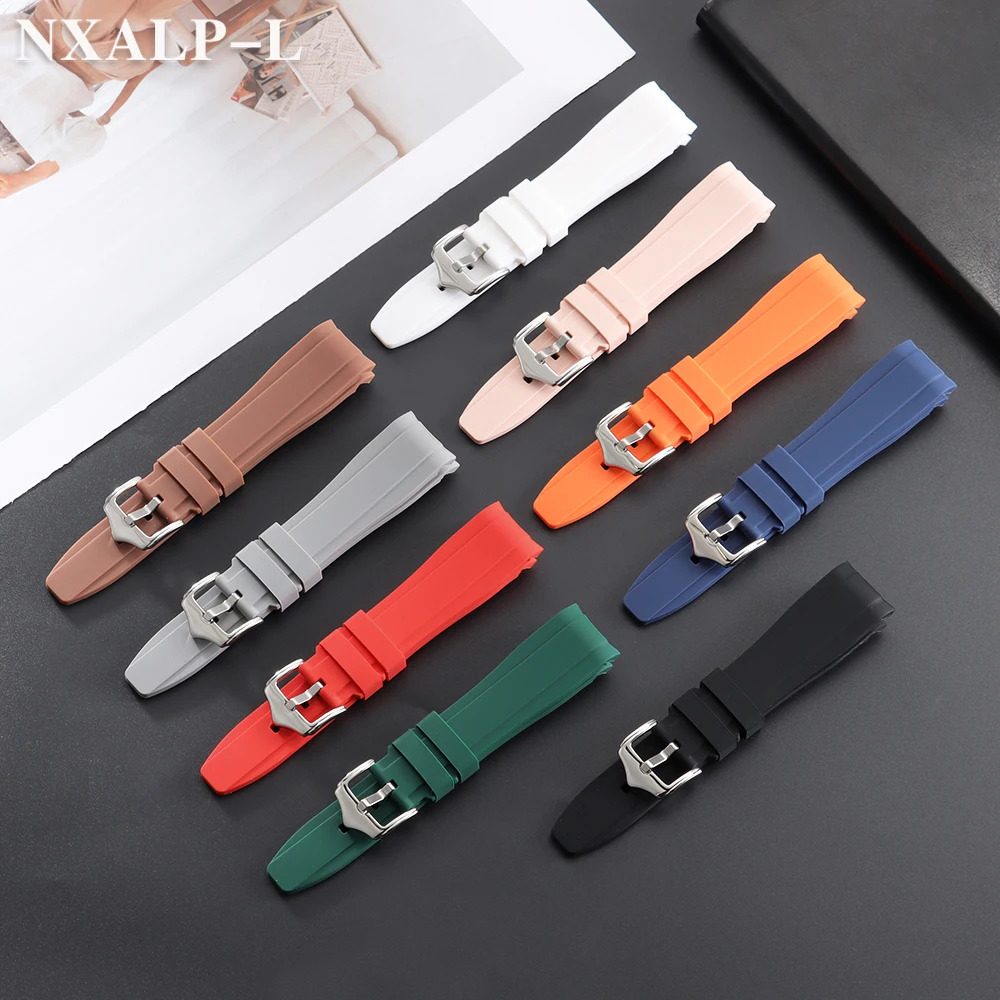 Enhanced Rubber Strap Silicone Watch Band - Waterproof Sport Bracelet with Curved End Design