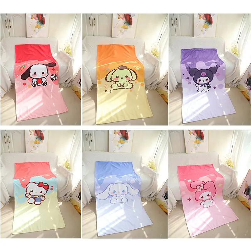 

Kawaii Sanrio Kuromi Hello Kitty Cinnamoroll Beach Towel Anime Figure Bathroom Big Towel Absorb Water Swim Household Items Gift