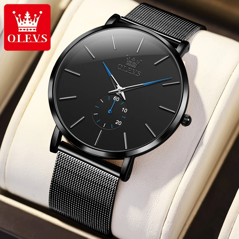 

OLEVS New Fashion Ultra Thin Quartz Watch for Men Stainless Steel Mesh Strap Warterproof Simple Mens Watches Relogio Masculino