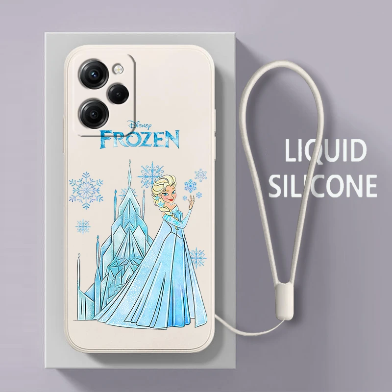 Frozen Elsa Queen Per Xiaomi Poco M6 X5 M5 C40 M4 X4 F4 C40 X3 Nfc F3 Gt M4 M3 Pro X2 4G 5G Custodia Per Telefono Con Corda Liquida