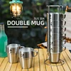 Outdoor Stainless Steel Double-Layer Water Cup, Camping Portable Insulated Cup, Coffee Cup, 4 or 6 Pcs Set 1