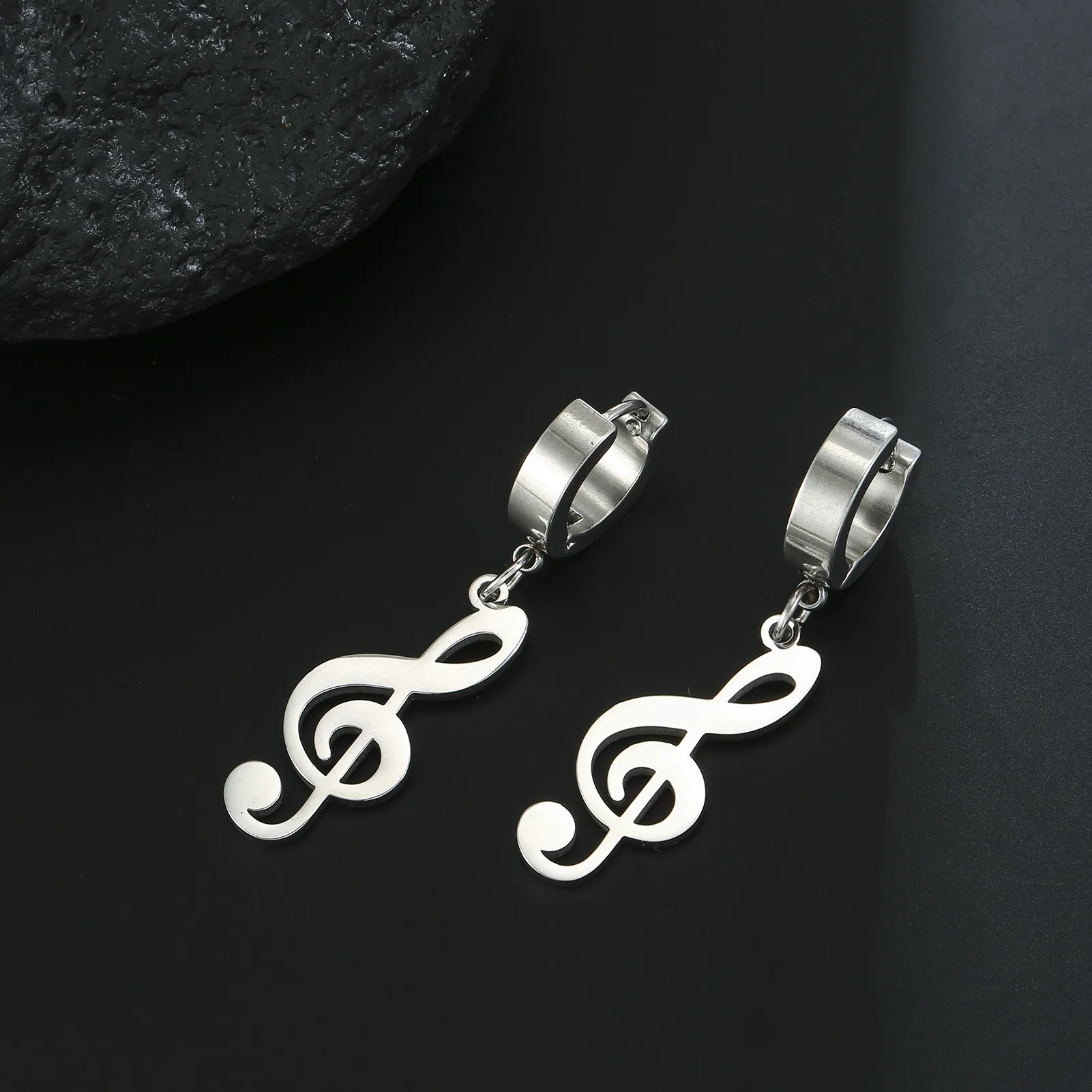 Kkjoy Fashion Stainless Steel Gold Color Music Symbol Earrings For Women Simple Treble Clef Note Earrings Temperament Party Gift 3