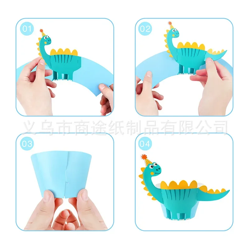 Cute Cartoon Dinosaur Cake Topper Jungle Safari Dino Birthday Cake Surround Kids Happy Birthday Dinosaur Theme Party Cake Decor