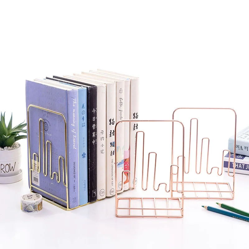 1Pcs Iron Love Shaped Book Stand Study Accessories Book Storage Rack Holder Bookends For Office Home School Organizer Supplies