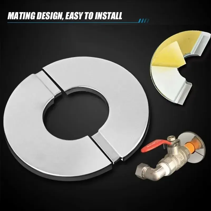Faucet Decorative Cover 1PC Self-Adhesive Stainless Steel Shower Chrome Finish Water Pipe Wall Covers Bathroom Accessories