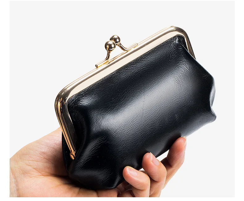 Portamonete Vintage Mini In Vera Pelle Di Marca Kiss Lock Design