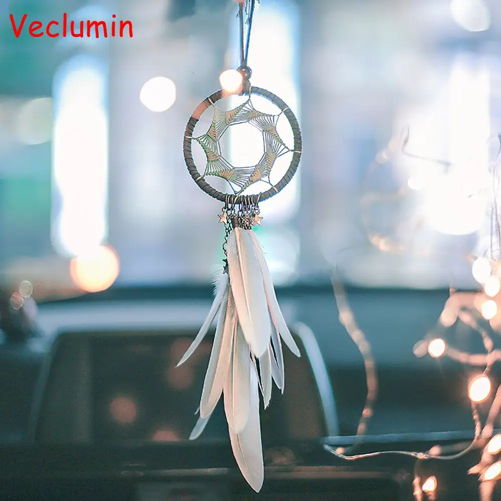 

Feather Decoration Heptagram Dreamcatcher Car Pendant Home Decor Dream Catcher Wind Chimes Auto Rearview Mirror Hanging Ornament