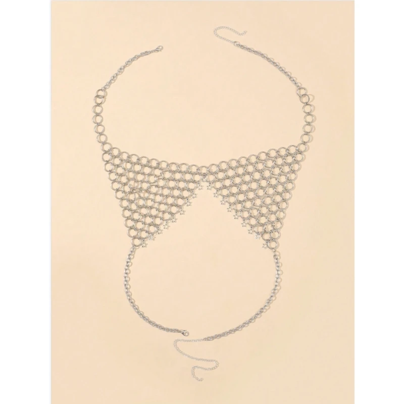 

Women's Metal Body Chain Hollow O Rings Chest Chains Bra Body Jewelry