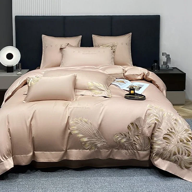 Mother Baby Grade Pure Cotton Bed Sheets,Covers, Pillowcases, Four Piece Set, New Light Luxury Thickened Embroidery Bedding 4Pcs