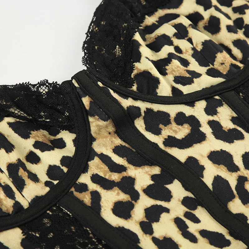 Hotsweet Y2k Leopard Lace Women¡¯s Tanks Sleeveless Slim Fit Design Sexy Fashion Gyaru Camisole