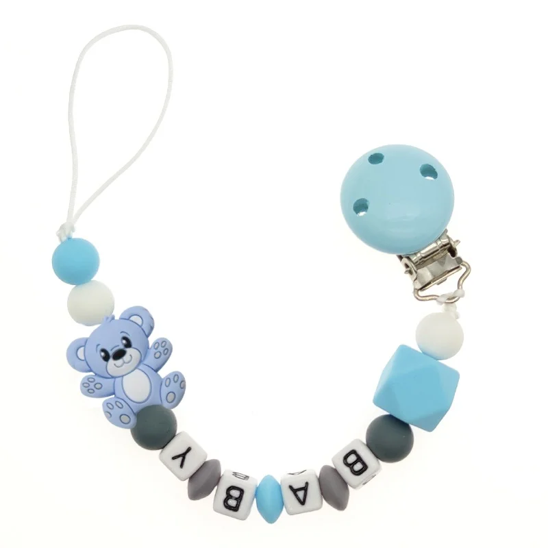 Custom Name Newborn Dummy Holder Robot Cartoon Pacifier Chain
