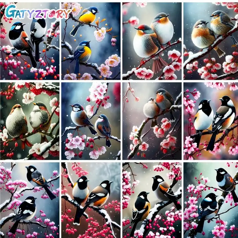 

GATYZTORY Paint By Number Birds Animal Kits For Adults Handpainted DIY Picture By Number Flower On Canvas Home Decoration 40x50c