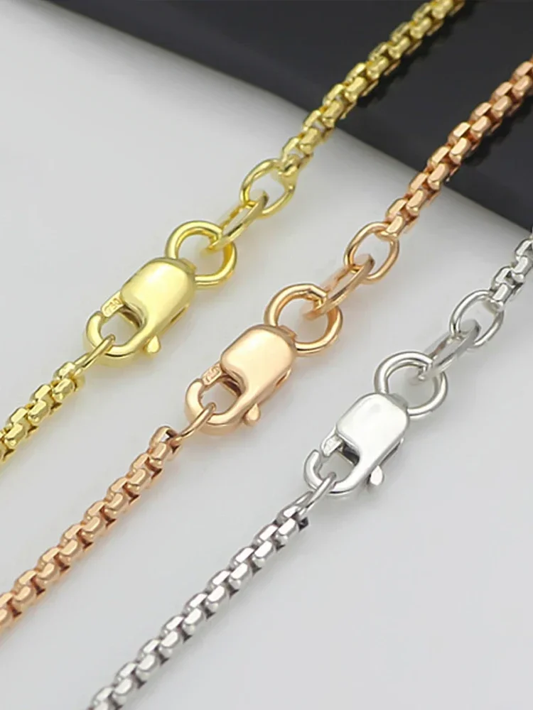 

Real 18K Yellow Gold Necklace Women Square Box Chain 1.7mmW Men's Gold Gold Chain Au750 Length 40-60cmL/Au750