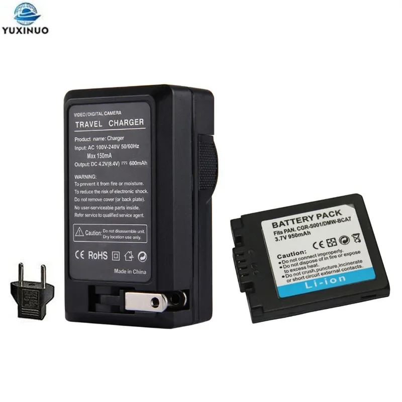 

950mAh CGR-S001 S001E DMW-BCA7 DMWBCA7 Camera Battery + AC Charger for Panasonic E1026P DMC-FX5EG-A DMC-FX5EG-S DMC-FX5EN FX5 F1