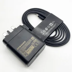 45W Super Fast Charger with 1.8M Type - C Cable - UK Adapter - Black EU and Cable