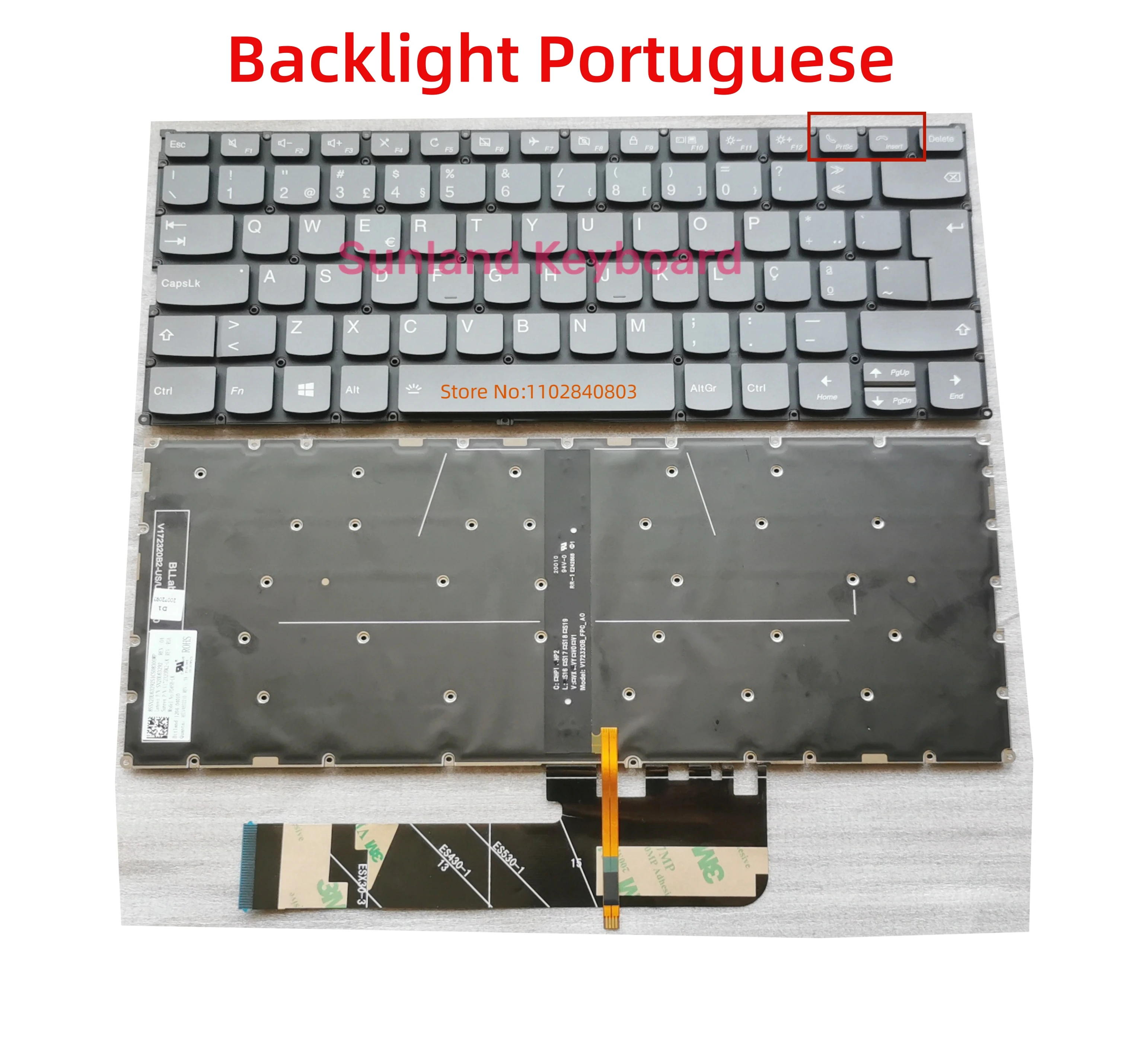 새로운 스페인어 포르투갈어 영국 Lenovo ThinkBook 13s-IWL 13s-IML 14s-IML 14s-IWL 14-IML 14-IIL 노트북 키보드 백라이트