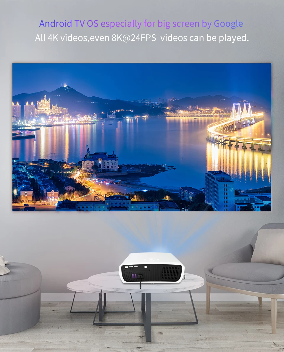 WZATCO C3S Android 9.0 LED Projector Full HD 1080P 300 inch Big Screen WIFI Proyector Home Theater Smart Video Beamer Hot Sell images - 6