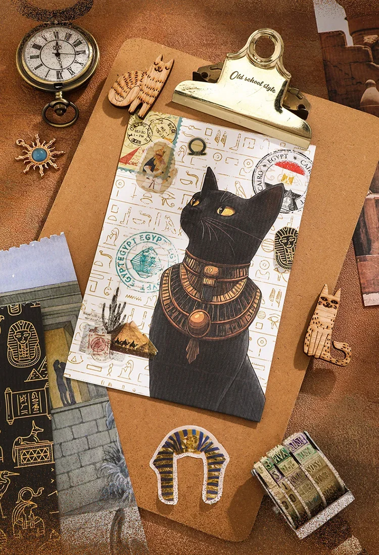 50pcs Ancient Egypt Maerial Pack with Stickers and Material Paper Craft Scrapbooking Junk Journal Decorative Stickers