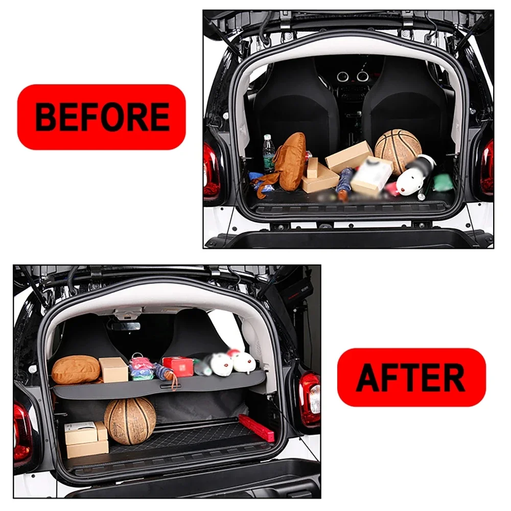 Rear Trunk Cargo Cover For Mercedes-Benz smart fortwo 453 15-22 Rear Storage Rack Luggage Privacy Shield Curtain Pocket