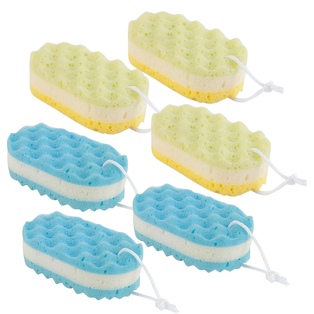 

6 Pcs Three Layer Bath Sponge Sponges for Shower Aldult Exfoliating Body Scrubber Showering Child