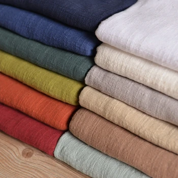 130x50 cm mince couleur unie traitement de lavage du sable coton lin tissu flou tissu doux bricolage robe robes vêtements à la main 1