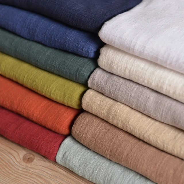 130x50 cm mince couleur unie traitement de lavage du sable coton lin tissu flou tissu doux bricolage robe robes vêtements à la main 1