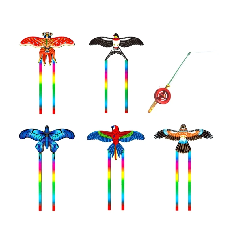 Dynamic Kites 3D Fishing Rod Line Kites Small Kites Easy Flying Toy Long Tail Kites Popular Beach Activity Parent-Kids Favor 2