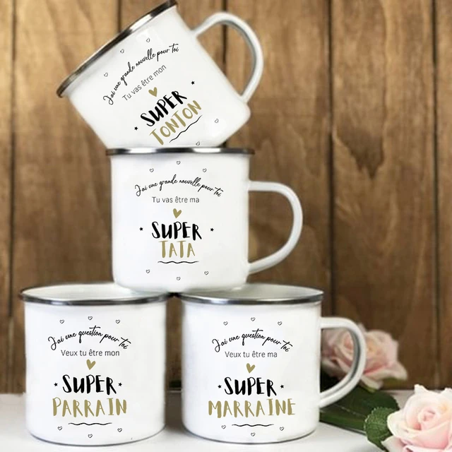 French Printed Enamel Mug Brother Friends Drink Milk Coffee Cups Pregnancy  Announcement Mugs Best Idea Gifts for Tata Marraine - AliExpress